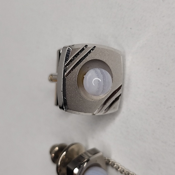 Jade white Quarts UNBRANDED CUFFLINKS SET JAPAN MADE - Picture 7 of 11